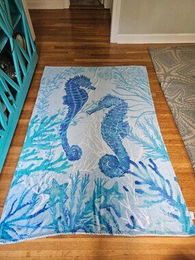 Coastal Home Seahorse Plush Throw Blanket